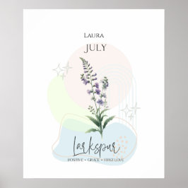 Larkspur Birth Blume für Juli Poster