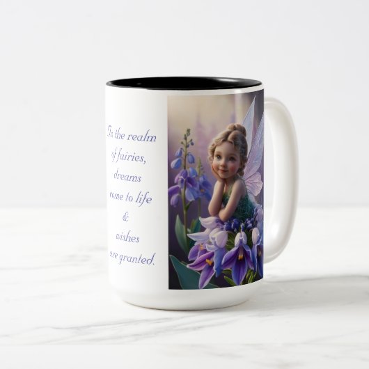 Larkspur Blume Fairy Zweifarbige Tasse (VorderseiteRechts)