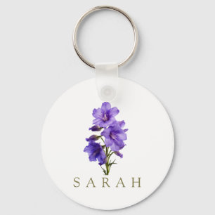 Larkspur Juli Custom Birth Blume Geschenk Schlüsselanhänger