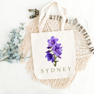 Larkspur Juli Custom Birth Blume Geschenk Tasche