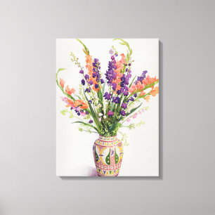 Larkspur und Gladioli in einem marokkanischen Vase Leinwanddruck