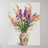 Larkspur und Gladioli in einer marokkanischen Vase Poster (Vorne)
