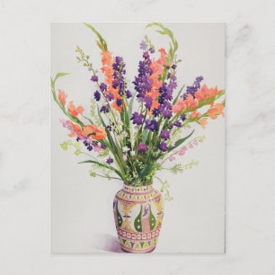 Larkspur und Gladioli in einer marokkanischen Vase Postkarte