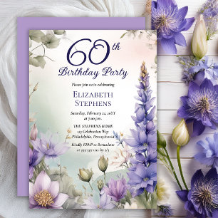 Larkspur   Water Lily Floral 60. Geburtstagsparty Einladung