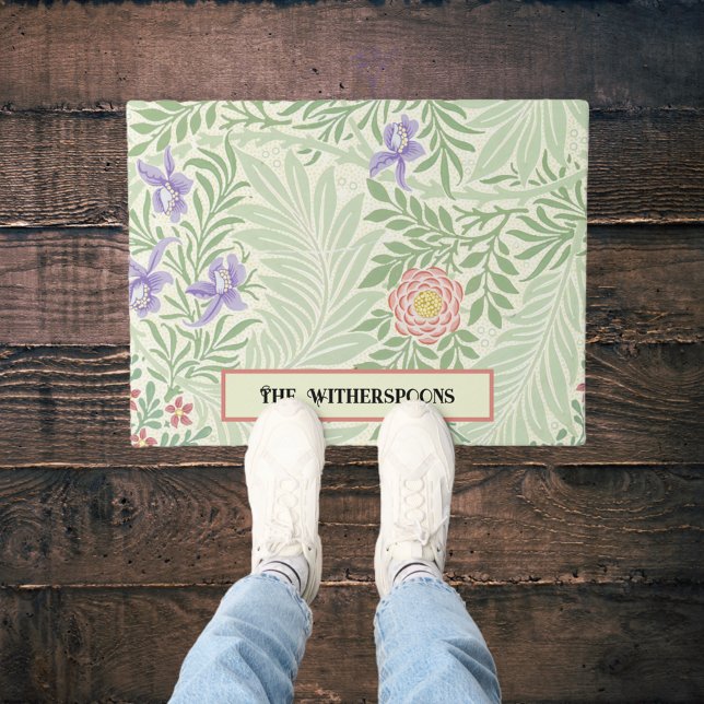 Larkspur William Morris Green Red Lila Floral Fußmatte (Von Creator hochgeladen)