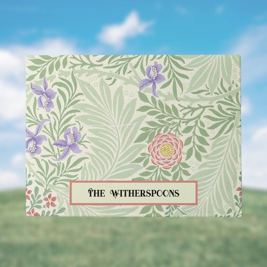 Larkspur William Morris Green Red Lila Floral Fußmatte