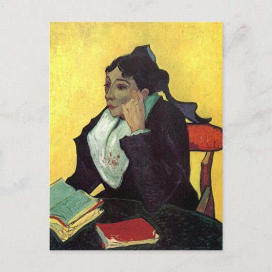 L'Arlésienne: Madame Ginoux mit Büchern Postkarte (Vorderseite)
