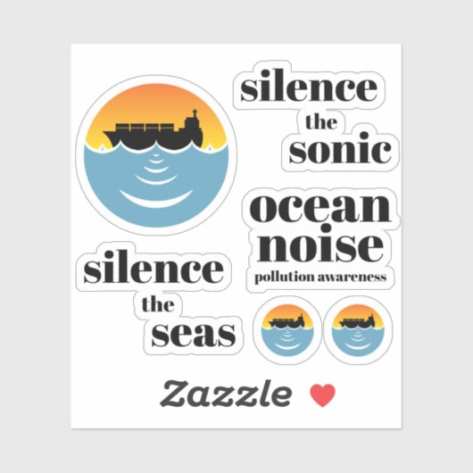 Lärmbelastung der Meere 4 Packung Aufkleber (Blatt)