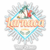 Larnaca Cyprus Retro Cocktail Vintag Sunset Aufkleber (Vorderseite)