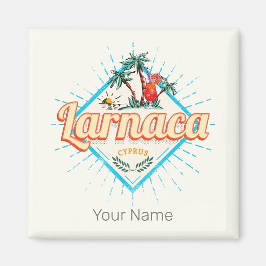 Larnaca Cyprus Retro Cocktail Vintag Sunset Magnet (Vorne)
