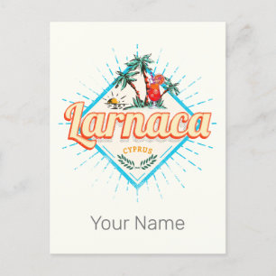 Larnaca Zypern Retro-Cocktail Vintage-Sonnenunterg Feiertagspostkarte