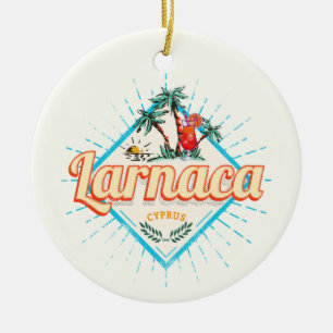 Larnaca Zypern Retro-Cocktail Vintage-Sonnenunterg Keramik Ornament