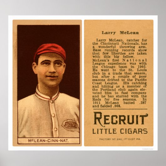 Larry McLean Reds Baseball 1912 Poster (Vorne)