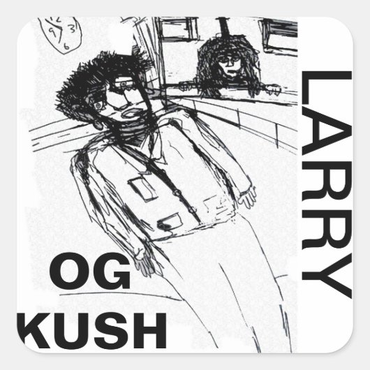 LARRY OG KUSH QUADRATISCHER AUFKLEBER (Vorderseite)