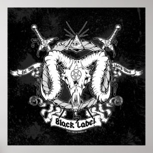 Larry Wests schwarzes Etikett Poster