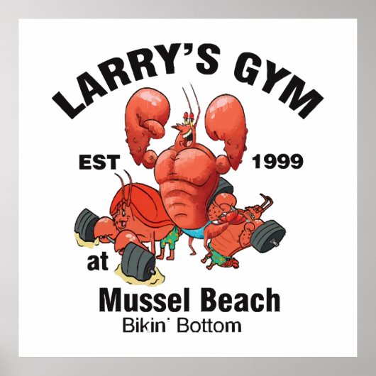 Larry's Gym am Strand von Mussel Poster (Vorne)
