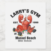 Larry's Gym am Strand von Mussel Weinetikett (Einzelnes Label)