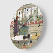 Larsson: Blume auf einem Windows-Kunstwerk Große Wanduhr (Winkel)