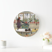 Larsson: Blume auf einem Windows-Kunstwerk Große Wanduhr (Zuhause)