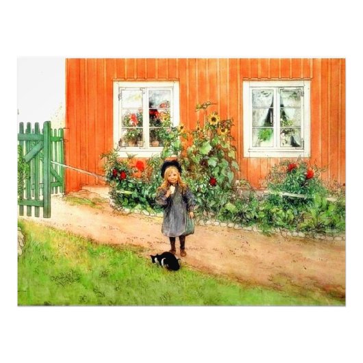 Larsson - Brita mit Katze und Sandwich Fotodruck (Vorne)