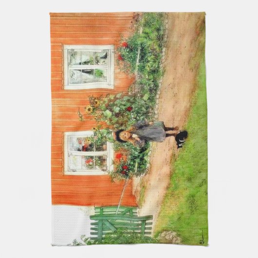 Larsson - Brita mit Katze und Sandwich Geschirrtuch (Vertikal)