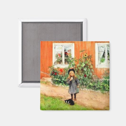 Larsson - Brita mit Katze und Sandwich Magnet (Vorderseite/Rückseite)