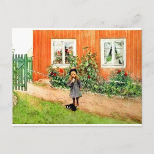 Larsson - Brita mit Katze und Sandwich Postkarte (Vorderseite)