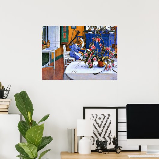 Larsson: Inneres mit Kaktus Poster (Heimbüro)