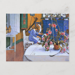 Larsson - Inneres mit Kaktus Postkarte