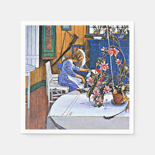 Larsson: Inneres mit Kaktus Serviette (Vorderseite)