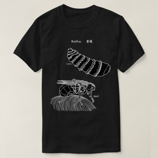 Larva de Botfly, erwachsener Schwarz T-Shirt (Design vorne)
