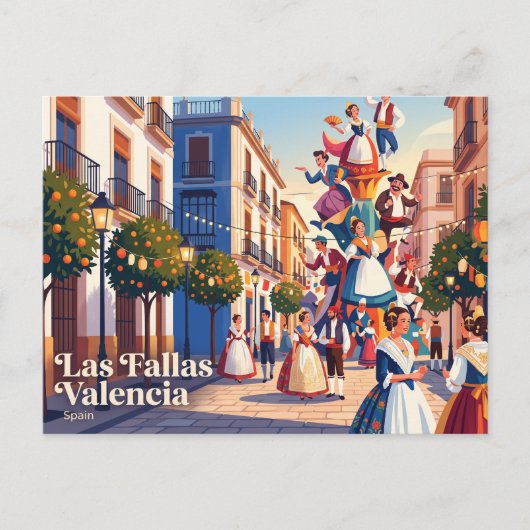 Las Fallas Valencia Spanien Postkarte (Vorderseite)