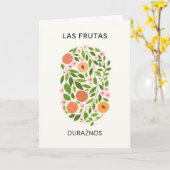 Las Frutas: Duraznos - Pfirsichmarkt Karte (Gelbe Blume)