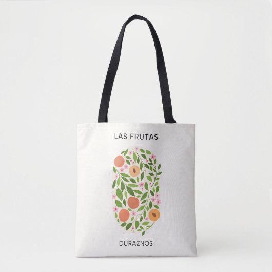 Las Frutas: Duraznos - Pfirsichmarkt Tasche (Vorderseite)
