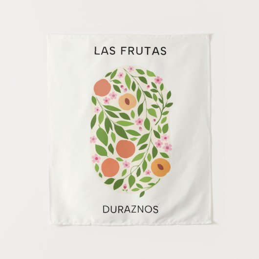 Las Frutas: Duraznos - Pfirsichmarkt Wandteppich (Vorderseite)
