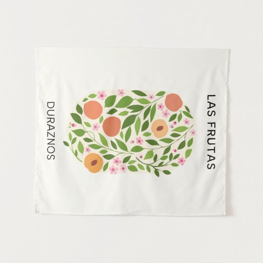 Las Frutas: Duraznos - Pfirsichmarkt Wandteppich (Vorderseite (Horizontal))