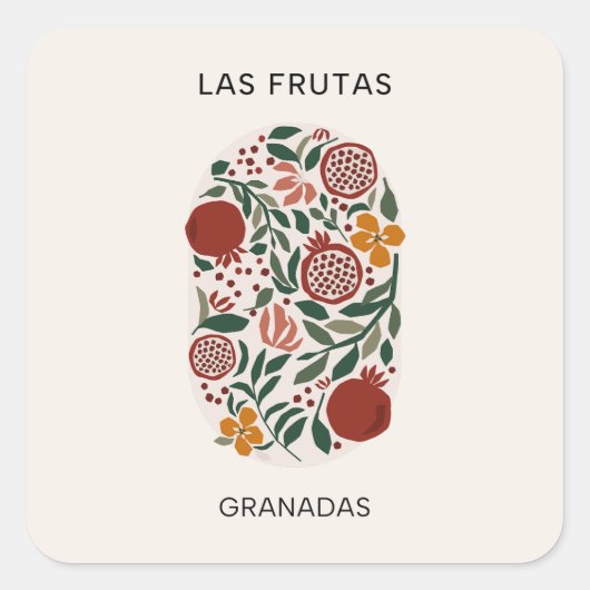 Las Frutas: Granadas - Granatapfelmarkt Quadratischer Aufkleber (Vorderseite)