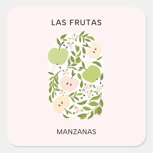 Las Frutas: Manzanas - Apfelmarkt Quadratischer Aufkleber (Vorderseite)