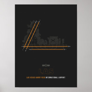 LAS - Las Vegas Harry Reid Airport Runway Diagramm Poster