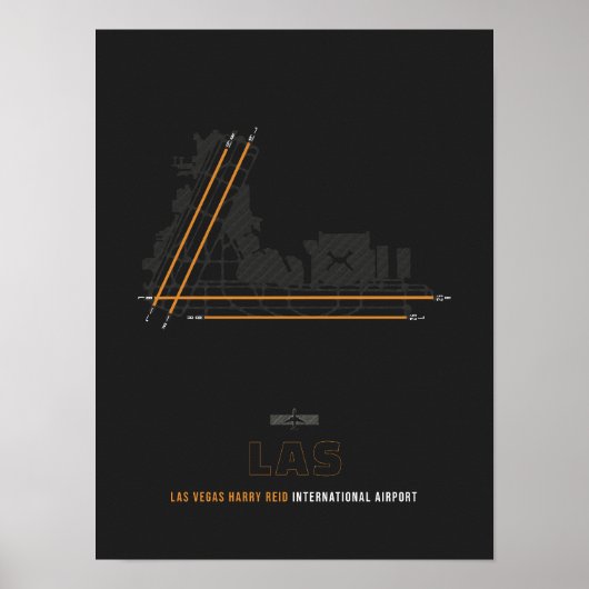 LAS - Las Vegas Harry Reid Airport Runway Diagramm Poster (Vorne)