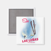 Las leñas Argentina ski Magnet (Vorderseite/Rückseite)