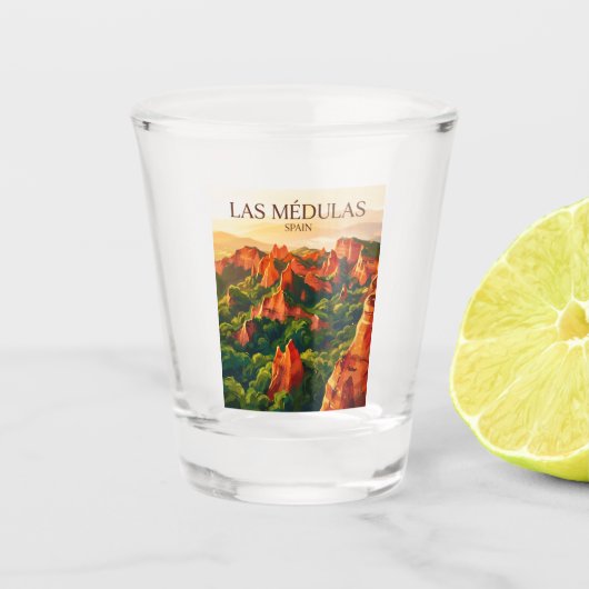 Las Médulas Spanien Schnapsglas (Vorderseite)