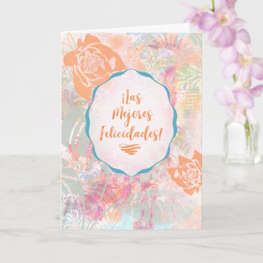 Las Mejores Felicidades - Beste spanische Wünsche Karte (Orchidee)