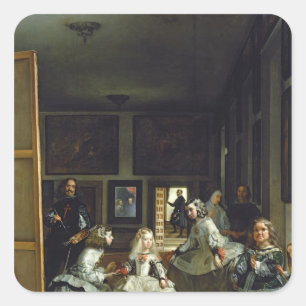 Las Meninas, Familie Philip IV, c.1656 2 Quadratischer Aufkleber