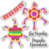 Las Posadas Piñatas with Posada Navideña Aufkleber (Vorderseite)