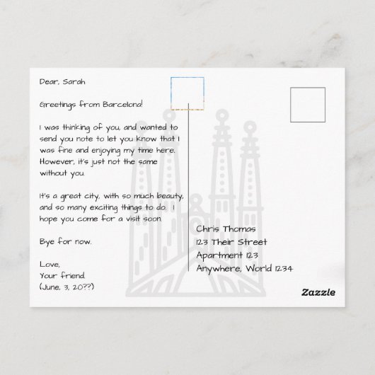 Las Ramblas Barcelona Spanien Moderne Postkarte (Rückseite)