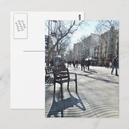 Las Ramblas de Barcelona Postkarte (Vorne/Hinten)