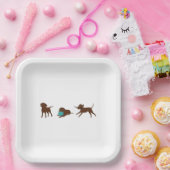 las Schokolade Labrador Cartoon Streifen Pappteller (Party)