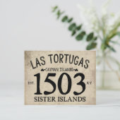 Las Tortugas Sister Islands Est. 1503 RUSTIK Postkarte (Stehend Vorderseite)