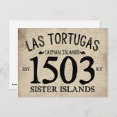 Las Tortugas Sister Islands Est. 1503 RUSTIK Postkarte (Vorne/Hinten)